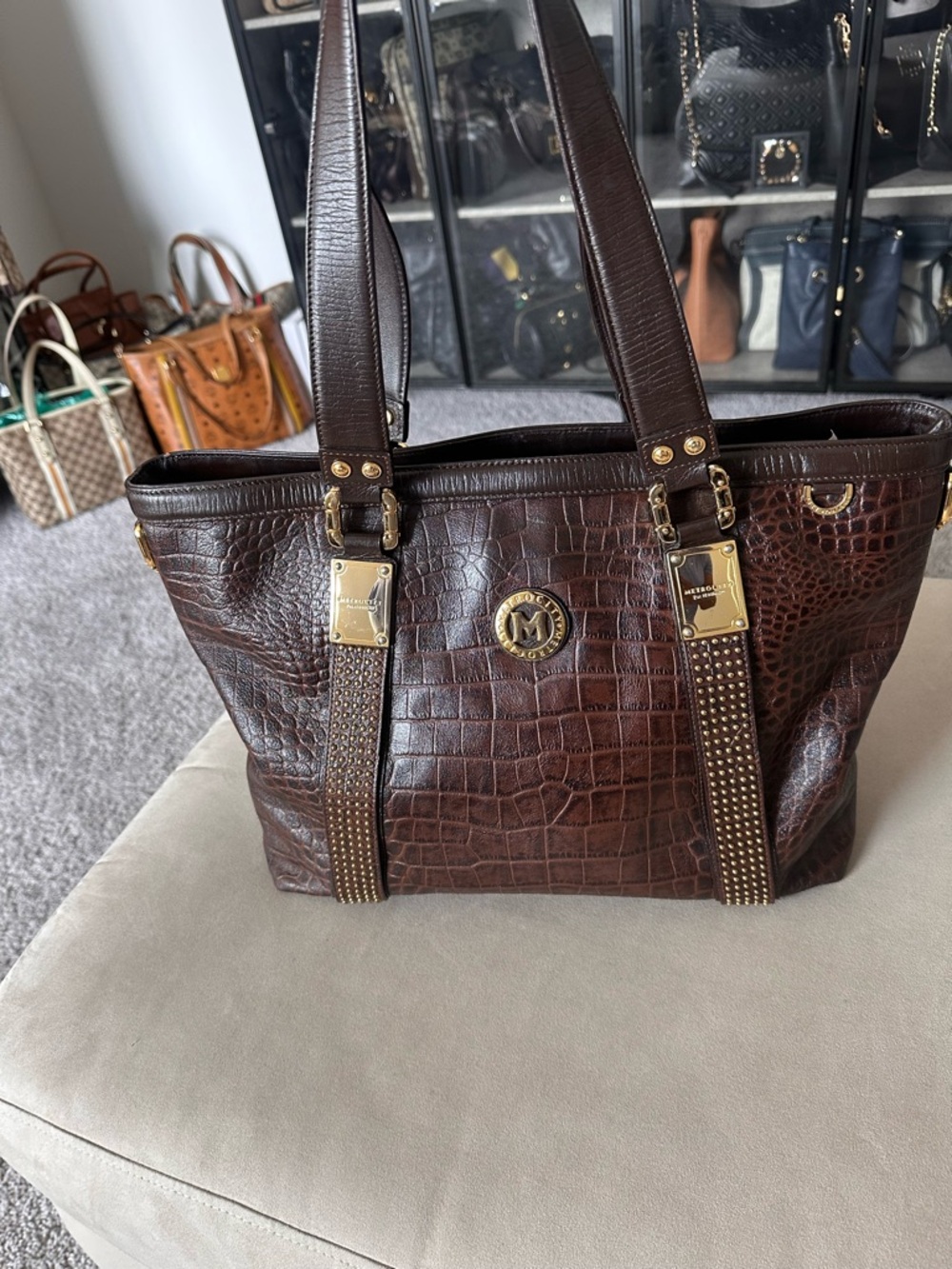 Metrocity Croco Leather Tote